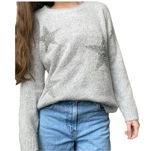 Philosophy Gray Over Sized Star Girl Downtown Girl Gilmore Girls Winter Sweater